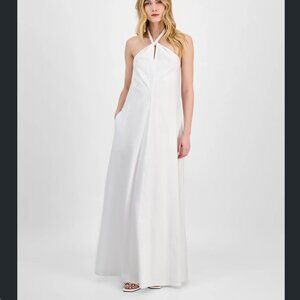 NWT Sz S INC Linen White Halter Dress